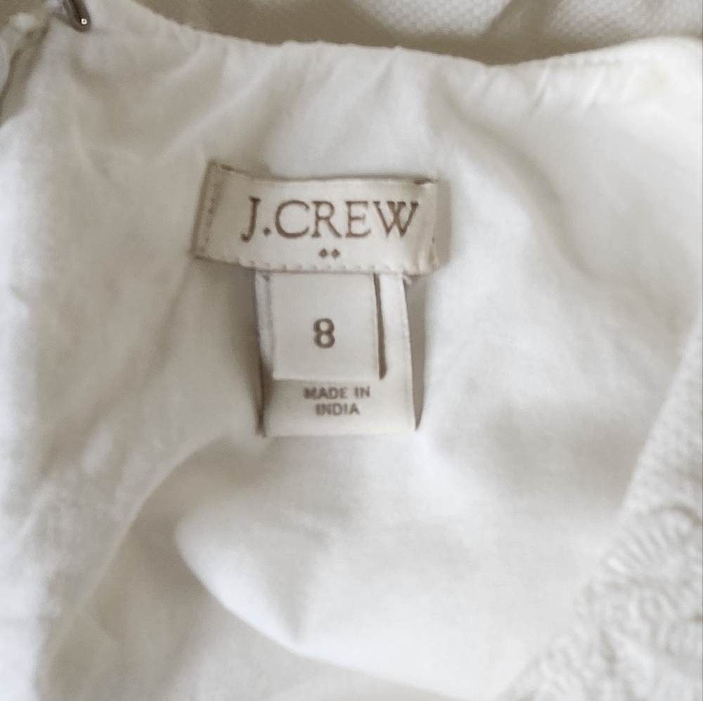 J. Crew Factory women's white cotton embroidered lace trim shift casual dress 8 - Picture 7 of 10